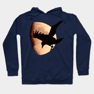 Nocturnal Crow Silhouetted Against A Pink Red Moon Hoodie